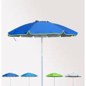 Beachline - Parasol de plage 240 cm aluminium anti-vent protection uv Roma | Bleu