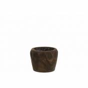 Cache pot en bois de Paulownia marron avec protection plastique intérieure 24x18 - Marron