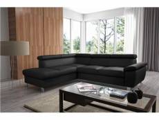- canapé d'angle en cuir italien de luxe 5 places lutece noir, angle gauche