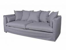 Canapé en lin 3 places coloris gris - dim : l 210 x h 78/69 x p 104 cm -pegane-