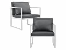 [casa.pro] 2 x chaises extérieures robustes avec coussins confortables blanc 70 x 60 x 60 cm