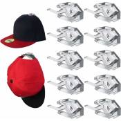 Ccykxa - Crochets à chapeau adhésifs, 10 pièces porte-chapeau pour mur, crochet à chapeau adhésif, présentoir à chapeau minimaliste, organisateur de