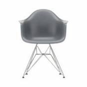Chaise DAR - Eames Plastic Armchair / (1950) - Pieds chromés - Vitra gris en plastique