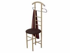 Chaise de chambre / valet de nuit portant en acier beige et similicuir marron med05103