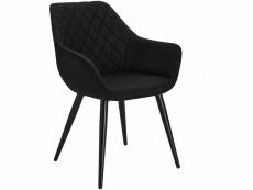 Chaise de salle à manger-lin+métal-chaise de cuisine-salon-45x41 cm-noir