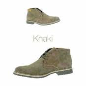 Chaussures Cuir Nubuck Homme Semi- Montantes Kaki 45
