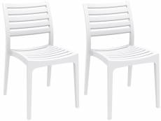 Clp lot de 2 chaises de jardin empilables ares en plastique , blanc