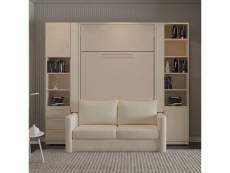 Composition armoire lit escamotable fidji sofa couchage 140*200 colonnes de rangements intégrées 20100892629