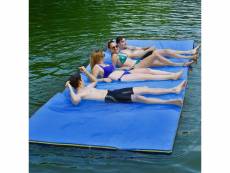 Costway tapis flottant de piscine 355 x 183 cm, matelas flottant d’eau 4-6 personnes 3 couches mousse xpe résistant avec dispositif d’amarrage et sang