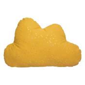 Coussin enfant nuage" coton jaune ocre 45x28 cm"