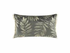 Coussin franges 30x50 cm velours or adelor anthracite