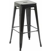Décoshop26 - Tabouret de bar chaise haute de comptoir style industriel en métal noir - noir