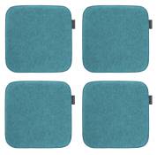 Galettes de chaises carrées bleu pétrole - Lot de 4 - env. 35x35
