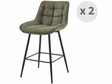 Grant - fauteuil de bar vintage en microfibre army et métal noir (x2)