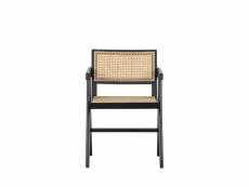 Gunn - chaise en bois et rotin - couleur - noir