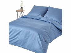 Homescapes parure de lit bleu 100% coton egyptien 1000 fils 240 x 220 cm BL1591C