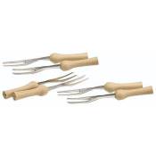 Kitchencraft - Set of 6 Forks of Corn Cob Holder of Wood & Stainless Steel, 9,5 cm