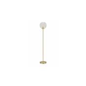 Lampadaire rétro en métal doré et globe en verre transparent - 150cm - Doré
