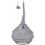 Lampe suspension métal gris blanchi filet de pêche Diamètre 47cm
