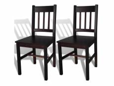 Lot de 2 chaises de salle à manger classique en bois marron foncé helloshop26 1902059/2