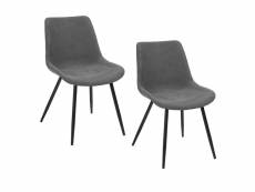 Lot de 2 chaises de salle à manger scandinave en tissu gris avec pieds metal