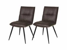 Lot de 2 fauteuils en cuir - jonas - l 48 x p 66 x h 88 cm - marron