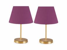 Lot de 2 lampes de table accensa h37cm tissu violet et métal or