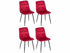 Lot de 4 chaises de salle à manger antibes en velours pieds en métal , rouge