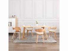 Lot de chaises de salle à manger 4 pcs bois courbé et similicuir - crème - 51,5 x 49 x 71,5 cm