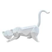 Meubletmoi - Statue chat géométrique et cubique blanc L43 cm - white cat