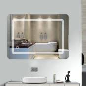 Miroir de salle de bain avec éclairage led 9W 50x70cm - Aqrau