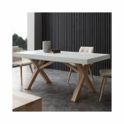 Nouvomeuble Table à manger extensible bois et blanc