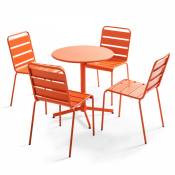 Oviala - Ensemble table de jardin ronde et 4 chaises orange - Palavas - Orange