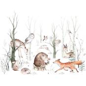 Papier peint panoramique animaux de la forêt vintage