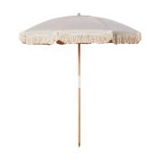 Parasol greige à franges blanches 200 cm Pablo - Courant
