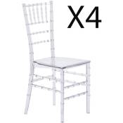 Pegane - Lot de 4 chaises en Polycarbonate coloris transparent - Longueur 41 x profondeur 38 x hauteur 94 cm