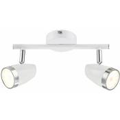 Plafonnier led 8 watts lampe de salon mobile métal blanc anneau chromé Globo 56109-2