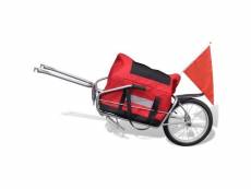 Remorque pour vélo mono roue avec sac rouge helloshop26 0202010