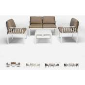 Salon de jardin canapé table basse 2 fauteuils Portofino