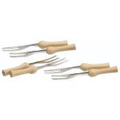 Set of 6 Forks of Corn Cob Holder of Wood & Stainless Steel, 9,5 cm - Kitchencraft
