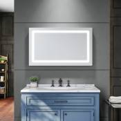 Sirhona - Miroir de salle de bains 100 x 60 x 3,5cm - Anti-buée avec éclairage led - Avec prise rasoir - lnterrupteur tactile - Miroirs cosmétiques