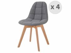 Stella - chaise scandinave tissu gris pieds hêtre