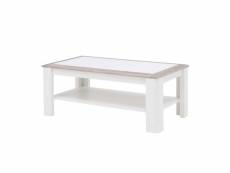 Table basse décor bois et blanc avec plateau de rangement - sidelle 67087244