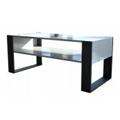 Table basse lovy blanc / noir - style industriel - 120cm x 64 cm