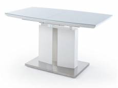 Table de salle à manger extensible en bois coloris blanc brillant - l.140-180 x h.76 x p.80 cm -pegane- PEGANE