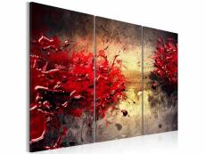 Tableau sur toile en 3 panneaux décoration murale image imprimée cadre en bois à suspendre splash rouge 60x40 cm 11_0002039
