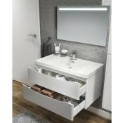 Toscohome - Meuble de salle de bain suspendu 90 cm blanc brillant - Lesina