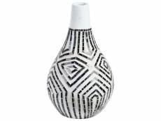 Vase décoratif blanc et noir 50 cm ombilin 371027