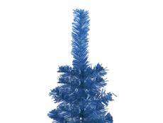 Vidaxl arbre de noël mince avec led et boules bleu 210 cm