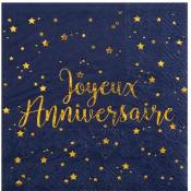 20 Serviettes papier Joyeux anniversaire bleu marine